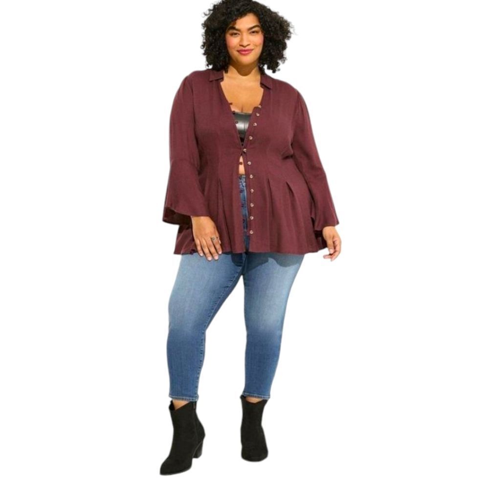 TORRID FITβ& FLARE Brushed Rayon Tie-Up back detail Acrylic Top Size 1X - Picture 7 of 15